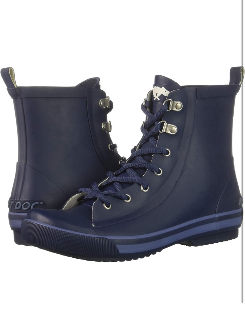 Rocket Dog Navy Rubber Rain Boots Lace Up Mid Calf Waterproof Womens Size 7